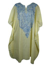 Womens Lemoncello Caftan Dress, Cotton, Embroidered Oversized Tunic Dresses L-2X