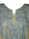Womens Lemoncello Caftan Dress, Cotton, Embroidered Oversized Tunic Dresses L-2X