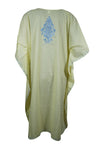 Womens Lemoncello Caftan Dress, Cotton, Embroidered Oversized Tunic Dresses L-2X