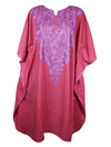 Women Caftan Dress, Cotton Embroidered Pink, Leisure Wear, Hostess Dresses, L-2X