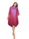 Women Caftan Dress, Cotton Embroidered Pink, Leisure Wear, Hostess Dresses, L-2X