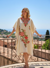 Champagne Embroidered Kaftan Dress – Women’s Resort Wear Kimono Caftan L-2X