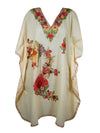 Women Short Kaftan Dress, Champagne Embroidered, Oversized Tunic, Leisure Wear L-2X
