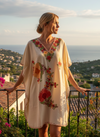 Women’s Champagne Embroidered Short Kaftan Dress – Oversized Boho Tunic  L-2X