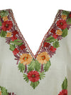 Women Short Kaftan Dress, Champagne Embroidered, Oversized Tunic, Leisure Wear L-2X