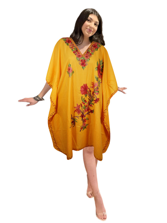 Sunkissed Kaftan Midi dress resort vacation Cotton lounge Wear, Kimono Dresses L-2X