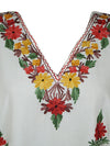 Women Caftan Dress, Cotton Embroidered Snow White, Leisure Wear, Hostess Dresses L-2X