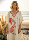 Women’s Yellow Cotton Embroidered Caftan Dress – Boho Leisure Wear Kaftan L-2X
