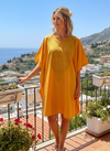 Sunkissed Yellow Cotton Kaftan Midi Dress – Vacation Cruise Poolside Lounge Wear L-2X