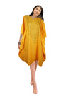 Sunkissed Yellow Kaftan Midi dress vacation cruise pool, Cotton lounge Wear L-2X