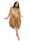 Women Cotton Embroidered Peach, Leisure Wear, Caftan Dress, Hostess Dresses, L-2X