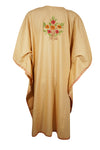 Women Cotton Embroidered Peach, Leisure Wear, Caftan Dress, Hostess Dresses, L-2X