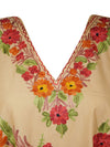 Women Cotton Embroidered Peach, Leisure Wear, Caftan Dress, Kimono Dresses L-2X