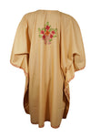 Women Cotton Embroidered Peach, Leisure Wear, Caftan Dress, Kimono Dresses L-2X