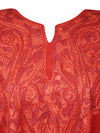 Women Red Caftan Dress Cotton Embroidered Leisure Wear, Hostess Dresses L-2X