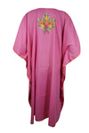 Women's Midi Dress Cotton Pink Embroidered Leisure Wear Muumuu Caftan L-2X