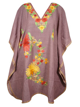 Women Periwinkle purple Caftan Dress Cotton Embroidered Leisure Wear, Hostess Dresses, L-2X
