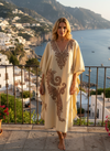 Women’s Lemoncello Cotton Embroidered Caftan Dress – Oversized Boho Tunic, Relaxed Resort Wear L-2X
