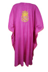 Women's Daisey Pink Muumuu Caftan Short Dress, Embroidered Kimono Dress L-2X