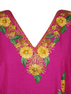 Womens Pink Caftan Dress, Cotton, Embroidered Oversized Tunic Dresses L-2X
