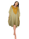 Womens Peach Short Caftan Dress, Cotton, Embroidered Oversized Tunic Dresses L-2X