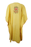 Womens Lemoncello Caftan Dress, Cotton, Embroidered Oversized Tunic Dresses L-2X