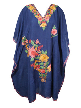 Embroidered Short Kaftan Dress, Orchid Blue Caftan For Women, gift For Her, L-2X
