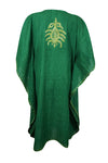 Women Forest Green Kaftan, Cover Up, Embroidered Kimono Caftan, Short Dress L-2X