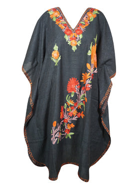 Womens Black Caftan Dress, Gift For Her, Pink Embroidered Dresses L-2X