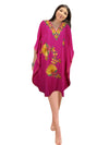 Womens Pink Kaftan Dress, Embroidered Resort Caftan, Housedress L-2X