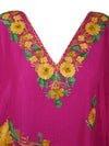 Womens Pink Kaftan Dress, Embroidered Resort Caftan, Housedress L-2X
