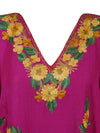 Women Fuchsia Embroidered, Oversized Tunic, Short Kaftan Dress, Leisure Wear L-2X