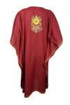 Womens Fiesta Red Caftan Dress, Embroidered, Butterfly Sleeves, Kaftan Short Dress L-2X