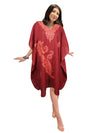 Kaftan for Women Red Caftan Dress Embroidered, Butterfly Sleeves, Kaftan Short Dress L-2X