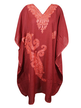 Kaftan for Women Red Caftan Dress Embroidered, Butterfly Sleeves, Kaftan Short Dress L-2X