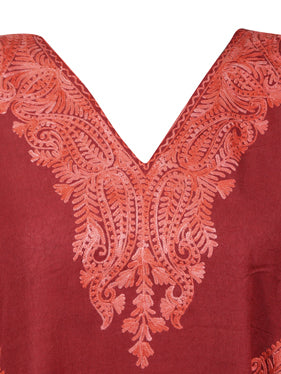 Kaftan for Women Red Caftan Dress Embroidered, Butterfly Sleeves, Kaftan Short Dress L-2X