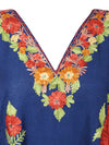 Embroidered Short Kaftan Dress, Navy Blue Caftan For Women, gift For Her, L-2X