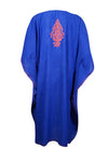 Womens Royal Blue Caftan Dress, Embroidered, Cruise Kaftan Short Dress L-2X