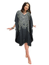 Kaftan for Women Black Caftan Dress Gift For Her, Beach Embroidered Short Dresses L-2X