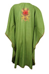 Womens Acid Green Caftan Dress, Embroidered, Butterfly Sleeves, Kaftan Short Dress L-2X
