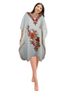 Kaftan For Womens Snow White Short Dress Gift For Her, Cotton Embroidered Dresses L-2X