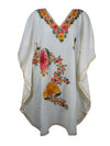 Kaftan For Womens, Snow White Gift For Her, Cotton Embroidered Short Dress L-2X