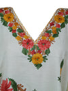 Kaftan For Womens, Snow White Gift For Her, Cotton Embroidered Short Dress L-2X