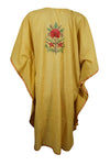 Women's Yellow Muumuu Caftan Dress, Gift For Her, Cotton Embroidered Dresses L-2X