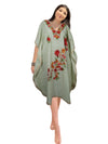 Kaftan for Women White Cotton Embroidered Dresses Floral Caftan Party Wear Boho Kaftan, L-2X