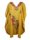 Women's Yellow Kaftan Short Dress, Perfect for Vacation, Cruise, Cotton Lounge Wear L-2XL