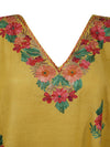 Women's Yellow Kaftan Short Dress, Perfect for Vacation, Cruise, Cotton Lounge Wear L-2XL