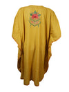 Women's Yellow Kaftan Short Dress, Perfect for Vacation, Cruise, Cotton Lounge Wear L-2XL