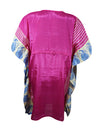 Radiant in Pink: Boho Chic Peacock Print Silk Kaftan, Spring Dress for Women L-2X
