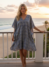 Recycled Silk Boho Kaftan Dress – Women’s Lightweight Beach Cover-Up L-2X